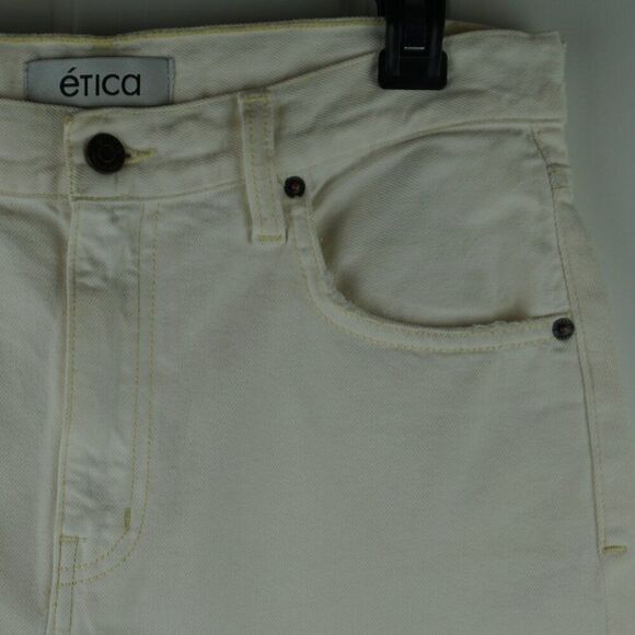 New Etica Skylar Cutoff High Rise Relaxed Denim Shorts in Vintage White size 26 - Picture 5 of 14